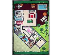 TAPITOM® | Alfombra de Plano de la casa para niños - 130 x 200 cm | Alfombra de Juego Grande con Las Piezas de la casa | Alfombrilla para habitación Infantil | Antideslizante, Dobladillo | Normas CE