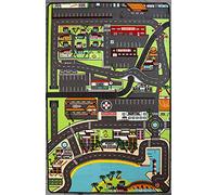 TAPITOM® | Alfombra Infantil Caminos en la Ciudad - 130 x 200 cm | Alfombrillas de Coche para Dormitorio Infantil y riel para Coches pequeños | Antideslizante, Dobladillo | Normas CE