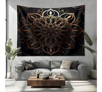 Tapiz 250x200 cm, PatróN de Mandala Bohemio Póster para Pared Grande en Tela Oro Tapiz Decorativo de Pared Ideal como Decoración de Habitación, Salón y Dormitorio