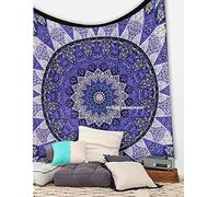 Tapiz bohemio de pared hecho a mano con un diseño de mandala de estilo indio de la luna y del sol, para colgar de la pared, QUEEN DESIGN 2