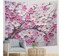 Tapiz botánico de una pieza, pintura al óleo, hermoso tronco de árbol floral, estético, ponk, poliéster, decoración de pared, sofá, oficina, dormitorio, cabecero, bar, decoración para colgar, 152 x