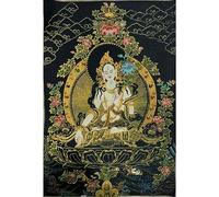 Tapiz Budista de Thangka Tibetano, Bordado de Seda, Tara Blanca, Guanyin Tangka, Yoga, Tapiz Budista, Arte de Pared Colgante, decoración del hogar