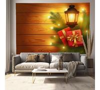 Tapiz Caja Regalo Con Cinta 200x150 cm Tapiz de Pared Aesthetic Tabla Madera Navideña Decorativo de Pared Arte Mural en Tela para Sala de Estar, Colcha, habitación, Dormitorio - Marrón