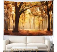 Tapiz Colgante de Pared Bosque de otoño Psicodélico 180 x 230 cm, Tapiz Decorativo Oro Arte Mural para Dormitorio Salón Fiesta y Decoración Habitación