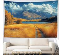 Tapiz Colgante de Pared Camino de pastizales Psicodélico 180 x 230 cm, Tapiz Decorativo Oro Arte Mural para Dormitorio Salón Fiesta y Decoración Habitación