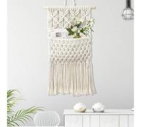 Tapiz colgante de pared de macramé, decoración de pared hecha a mano de algodón, tejido bohemio para decoración del hogar, organizador de almacenamiento de revistas, dormitorio, fiesta