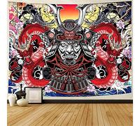 Tapiz Colgante De Pared Samurái Japonés Ukiyo-E Dragón Rojo Animal Estilo Asiático Tapices De Pared Estético Mantel De Picnic, Para Dormitorio, El Hogar, Salón, 150x230cm