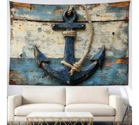 Tapiz Colgante de Pared Veta de madera de anclaje Psicodélico 180 x 230 cm, Tapiz Decorativo Tema Náutico Arte Mural para Dormitorio Salón Fiesta y Decoración Habitación