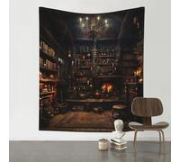 Tapiz Colgar Pared Colorido Tapiz Picnic No Destiñen Tapiz De Pared Para Sala De Estar Dormitorio Fiesta Estantería Mágica Libros Antiguos Oscuro Viejo 130x150cm