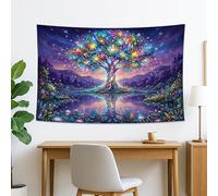 Tapiz colorido de árboles de la vida, para colgar en la pared de naturaleza mística, para recámara, sala de estar y decoración de recámara, arte estético de pared para relajación, 60 x 50 pulgadas
