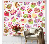 Tapiz colorido de cupcakes y dulces, divertido y elegante para colgar en la pared de la cocina, bonitos tapices decorativos para comedor, fiestas y eventos, 60 x 40 pulgadas