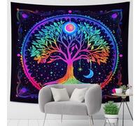 Tapiz colorido del árbol de la vida, mandala cósmico para colgar en la pared, arte decorativo vibrante para dormitorio, sala de estar, espacio de yoga, decoración espiritual del hogar, 50 x 60