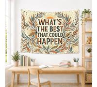 Tapiz con cita, bohemio, moderno, follaje, floral, inspirador, crema, fresco, para decoración del aula, aprendizaje, espacio, 48 x 36 pulgadas