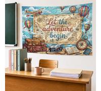 Tapiz con cita de viaje y aventura, mapa del mundo, 152,4 x 101,6 cm
