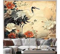 Tapiz con patrón de grulla de corona roja, tapiz de poliéster para colgar en la pared, ideal para dormitorio, oficina, dormitorio y decoración de fiestas.