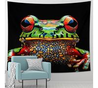 Tapiz de anfibio verde y rojo vibrante, diseño de animales exóticos, decoración estética colorida para dormitorio, sala de estar, hogar, festivales, 101 x 152 cm