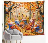 Tapiz de banda de animales del bosque otoñal, hojas de otoño, para colgar en la pared, bonitos tapices rústicos estéticos para dormitorio, sala de estar, dormitorio, 101 x 152 cm