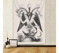 Tapiz de baphomet de diablo gótico para colgar en la pared, tarjeta de tarot adivinación de brujas satánicas, decoración de pared de oficina en casa, tapices de cabeza de cabra para dormitorio, sala de estar, dormitorio 40 x 60