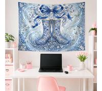 Tapiz de botas, diseño floral de flores, color azul primavera, pequeño tapiz para dormitorio, sala de estar, dormitorio, decoración colgante de pared, 101 x 76 cm