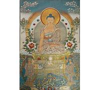 Tapiz de Budismo Thangka Tibetano Bordado de Seda, Buda Sakyamuni Tangka Fengshui, Colgante de Pared para decoración del hogar