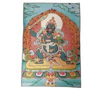 Tapiz de Budismo Thangka Tibetano Bordado de Seda Negro Wenshu Manjushri Tangka Fengshui Pintura Mural Colgante de Pared para decoración del hogar Tapiz