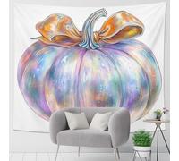 Tapiz de calabaza iridiscente, colores otoñales para colgar en la pared, estética decorativa bohemia para sala de estar, dormitorio, Acción de Gracias, decoración del hogar, 101 x 152 cm