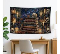 Tapiz de calavera y poción azul oscuro, estantería mística para colgar en la pared, estética decorativa gótica para sala de estar, recámara, decoración del hogar, 60 x 40 pulgadas