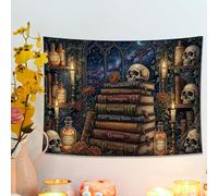Tapiz de calavera y poción azul oscuro, estantería mística para colgar en la pared, estética decorativa gótica para sala de estar, dormitorio, decoración del hogar, 101 x 76 cm