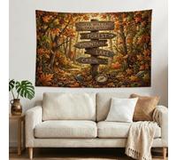 Tapiz de cartel con cita de aventura de bosque otoñal, 152 x 101 cm