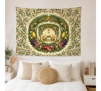 Tapiz de corona botánica de cosecha mediterránea, 152 x 101 cm | Diseño botánico mediterráneo, tapiz para colgar en la pared, imágenes de cosecha de frutas, escena rústica de comedor