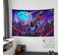 Tapiz de dinosaurio, fantasía cósmica, cometa, ovnis, ninguno violeta, tapiz de pared grande para dormitorio, sala de estar, dormitorio, decoración de pared del hogar, 152 x 101 cm