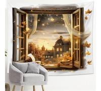 Tapiz de fantasía de hojas de otoño, cálido y acogedor para colgar en la pared, tapices de cuento de hadas estéticos para dormitorio, sala de estar, dormitorio, 60 x 80 pulgadas