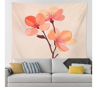 Tapiz de flores de cerezo naranja, decoración de primavera floral para colgar en la pared, elegantes tapices estéticos para dormitorio, sala de estar, dormitorio, 60 x 80 pulgadas