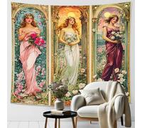 Tapiz de flores y flores, melocotón suave para colgar en la pared para primavera, decoración bohemia del hogar, tapices estéticos para dormitorio, sala de estar, relajación, 101 x 152 cm