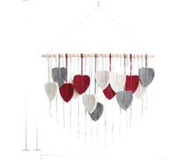 Tapiz de hojas de algodón tejido a mano bohemio para colgar en la pared estilo nórdico decoración del hogar para sala de estar dormitorio rojo marrón 80 x 105 cm (rojo)