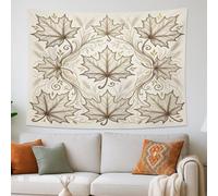 Tapiz de hojas de otoño marrón beige, colgante de pared decorativo para sala de estar acogedora, estilo bohemio estético para decoración del hogar de otoño, 203 x 152 cm