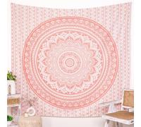Tapiz de mandala ombré, color oro rosa, para colgar en la pared, tapices de algodón hippie, manta de playa, decoración de dormitorio universitario, sábana bohemia bohemia King 229 x 274 cm