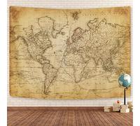 Tapiz de mapa del mundo antiguo, diseño vintage de mapa del mundo, tapiz de distribución geográfica para colgar en la pared, póster educativo de mapa del mundo del Atlas histórico marrón, para pared,