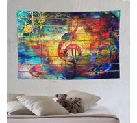 Tapiz de notas musicales moderno para colgar en la pared, con rayas de graffitis coloridos, tapices de acuarela, decoración del hogar para sala de estar, dormitorio, apartamento, casa de campo, dormit