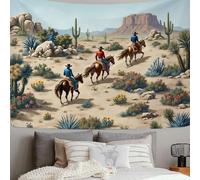 Tapiz de Pared, 230x180 cm Colgar en la Pared Caballos Al Galope Por El Desierto Tela Póster de Tapiz Páramos Oeste Tapices Decorativos Artístico para Dormitorio Sala de Estar Oficina, Marrón Claro