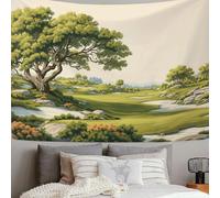 Tapiz de Pared, 230x180cm Colgar en la Pared, Robles Colinas Tela Póster de Tapiz, Verde Paisaje Natural Tranquilo Tapices Decorativos Artístico, para Dormitorio Sala de Estar Oficina