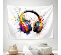 Tapiz de pared Auriculares Pintura, UV Reactivo Música Grafiti Tapiz, Poliéster Vistoso Tapices decorativos para Sala de Estar Dormitorio Oficina Casa Decoración, 100x75cm