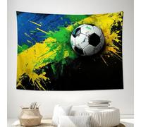 Tapiz de Pared Bandera Brasileña Deteriorada Colgante de Pared Cultura Fútbol Brasileño Tapices de Tela Decorativo de Pared para Habitacion Dormitorio Sala de Estar Oficina, Amarillo Verdoso 100x75 cm