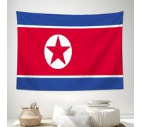 Tapiz de Pared Bandera De Corea Del Norte - Arte Mural Representante Nacional en Tela - Tapices para Colgar Decorativo de Pared para Sala Dormitorio Sofá Cama de Telón de Fondo, 200x150 cm, Rojo