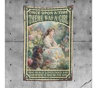 Tapiz de pared con diseño de cerveza para cueva de hombre Érase una vez que había una chica que realmente amaba a los perros y jardinería, tapiz de pared para dormitorio (75 x 100 cm)