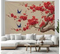 Tapiz de Pared Flor Ciruelo 3D, Tapiz de Pared Grande, Flor Ave, Para Colgar en Pared, Decoración para Dormitorio y Sala de Estar, 210x230 cm a/6079