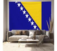 Tapiz de Pared Grande 150x100 cm, Tapices de Tela Bandera De Bosnia Y Herzegovina - Arte Mural Patrimonio Cultural Nacional, Tapices Decorativos Artístico para Habitación, Dormitorio, Playa, Índigo