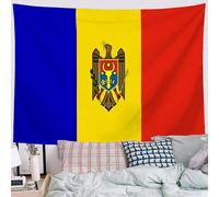 Tapiz de Pared Grande 150x100 cm, Tapices de Tela Bandera De La República De Moldavia - Arte Mural Patrimonio Nacional, Tapices Decorativos Artístico para Habitación, Dormitorio, Playa, Azul Oscuro