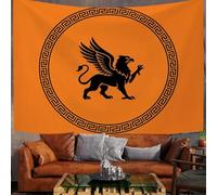 Tapiz De Pared Grande 200X150Cm, Tapices De Tela Bandera Grifo Griego Imágenes Minimalistas Retro, Tapiz Toalla De Playa Manta Color Naranja,Tapices Decorativos Para Colgar Dormitorio Sala De Estar