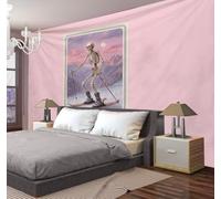 Tapiz De Pared Ilustración Calavera Esquiando, Tapices De Tela Grandes Poliéster, Tapiz Para Colgar Rubor Polvo Cartas Tarot Sueños, Tapices Decorativos Para Dormitorio Sala De Estar Casa, 150X100Cm